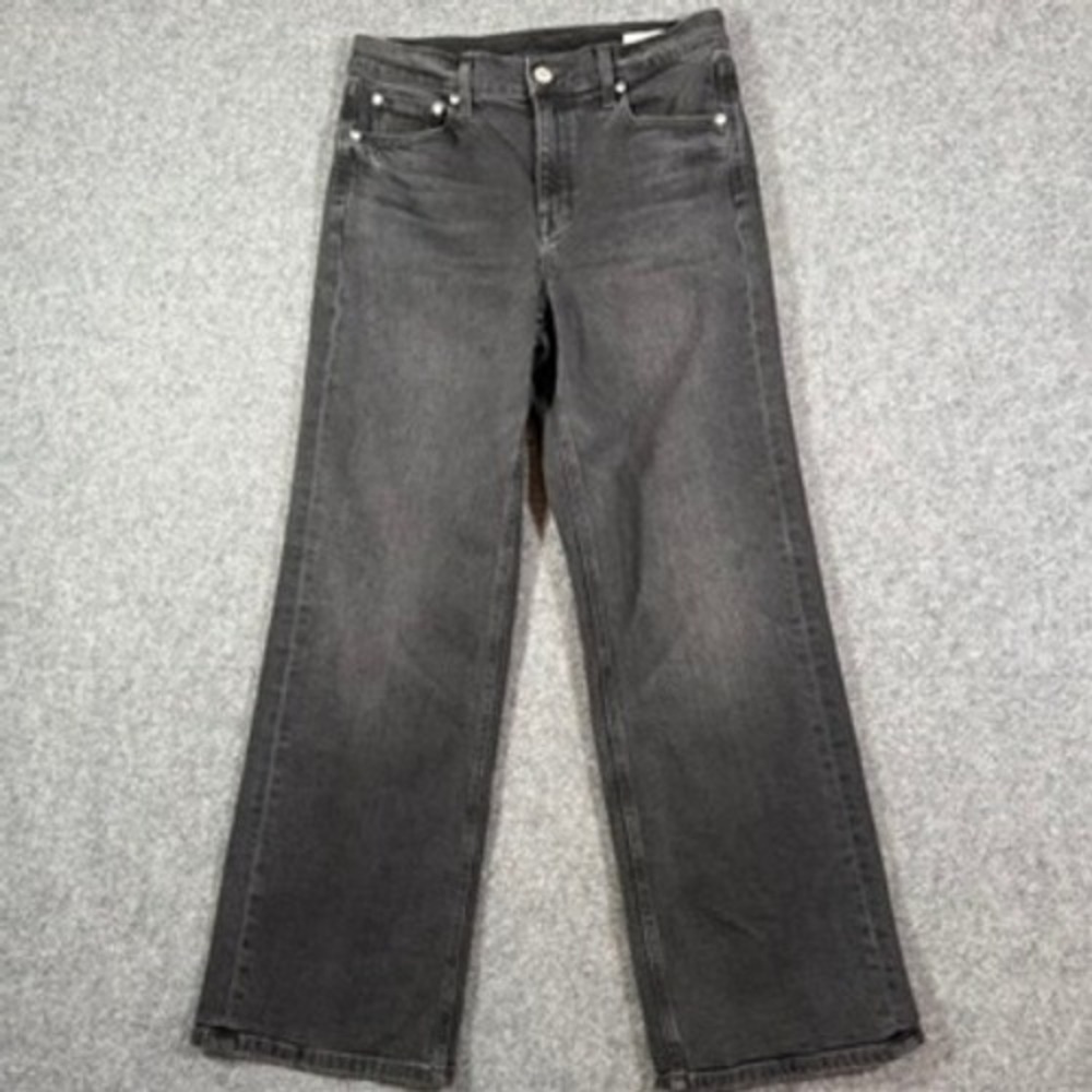 AYR The Secret Sauce Wide Leg Jeans Faded Black High Rise Denim 28S Made in LA